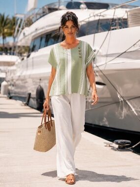 PAHADI Olive & White Stripe Cotton Top by Subhai Apparel